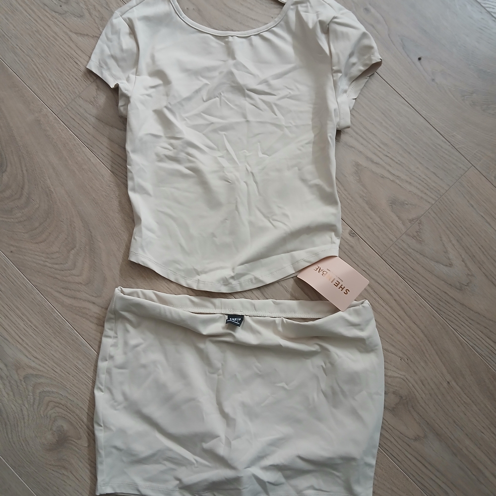 SHEIN Cream Skirt and Top Set for Women